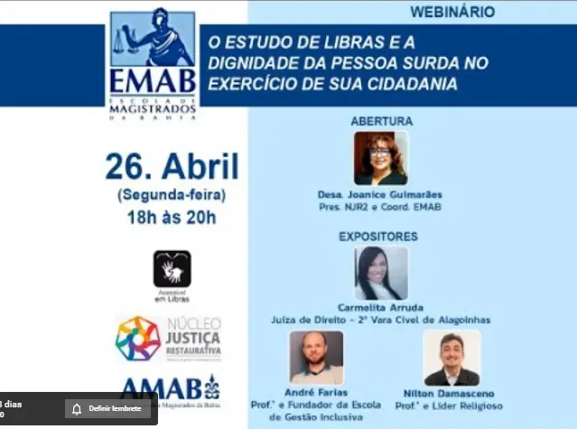 EMAB e  NJR2 promovem Webinário no dia 26 de abril