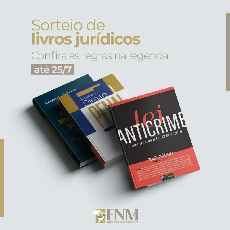 A ENM irá sortear três livros da área jurídica