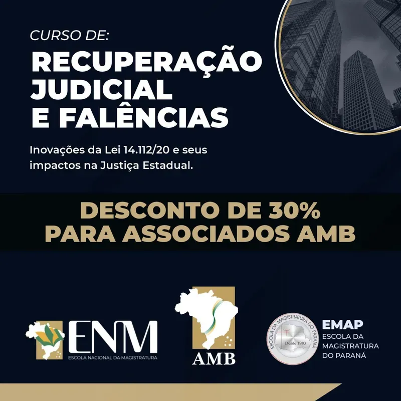 Curso sobre recuperação judicial e falências oferece desconto para associados