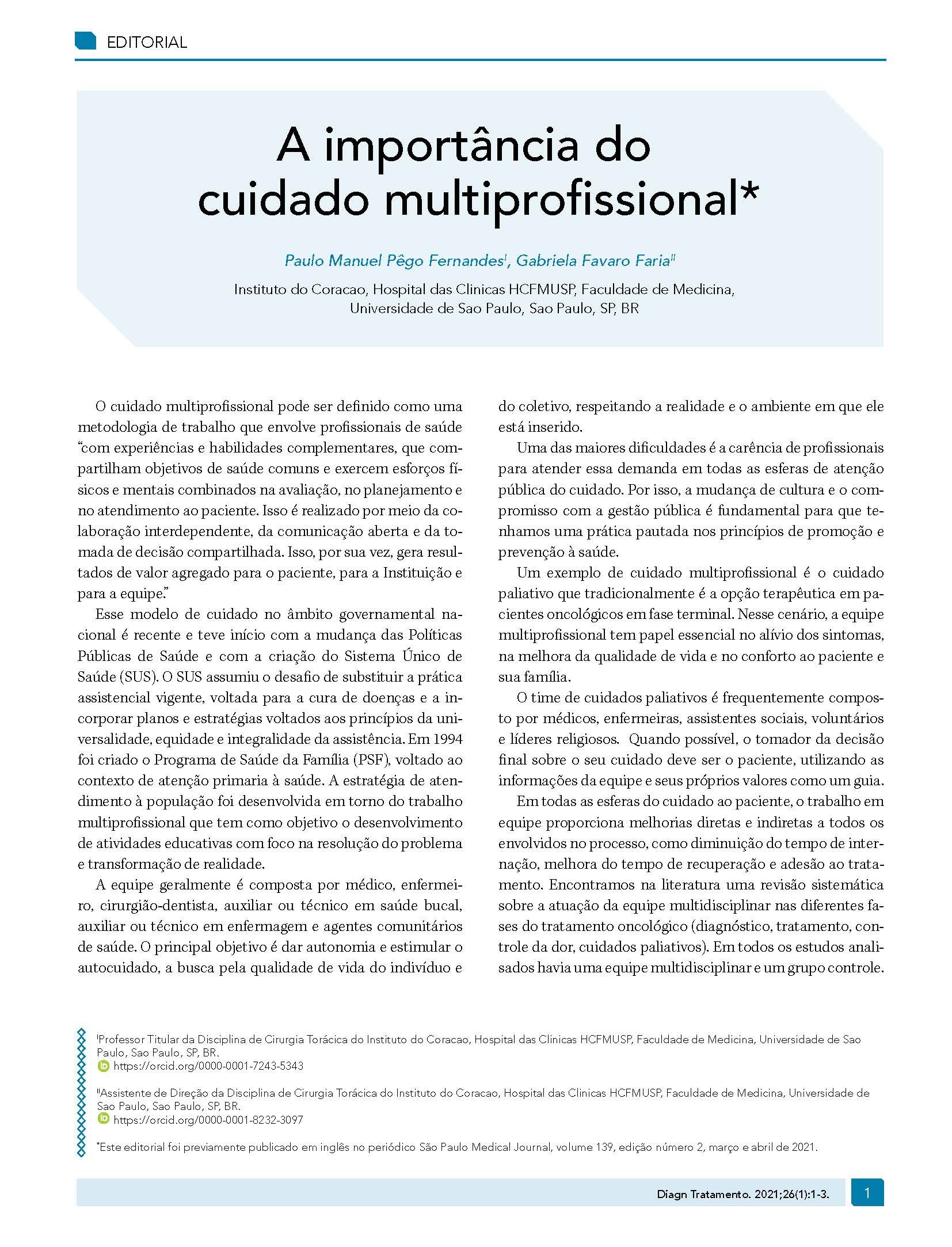 A importância do cuidado multiprofissional